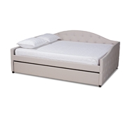 Baxton Studio Becker Modern and Contemporary Transitional Beige Fabric Upholstered Queen Size Daybed with Trundle